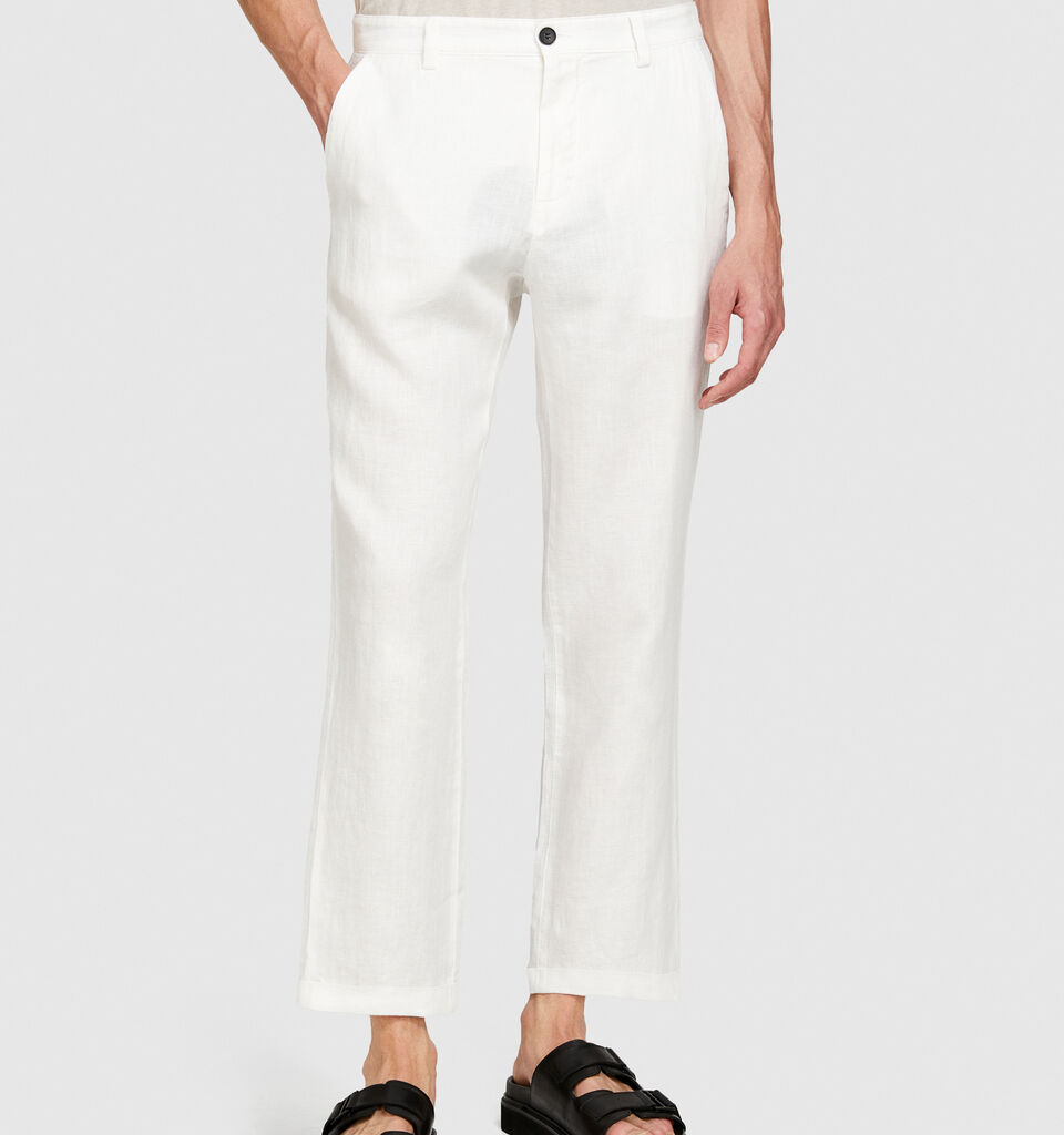 Regular fit trousers in 100% linen - men's regular fit trousers - White | Sisley image number 4